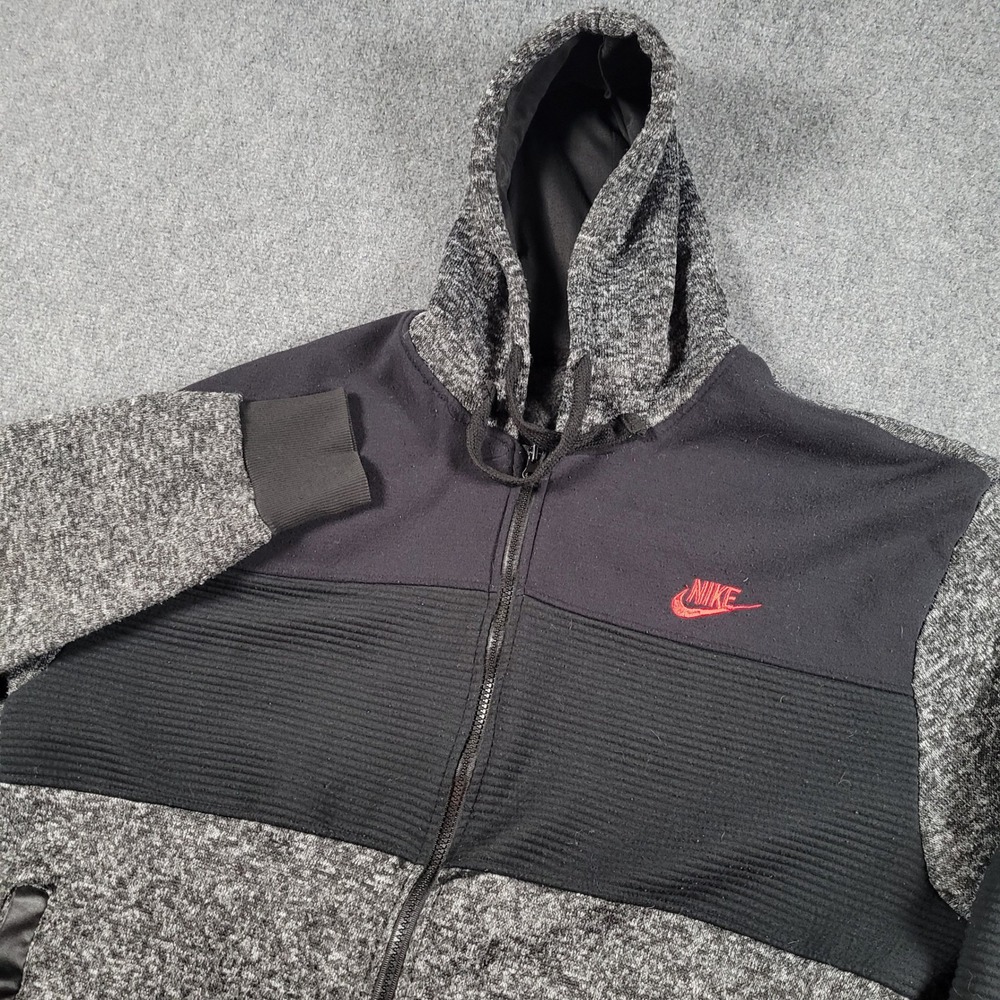 Nike Hoodie Men's 3XL XXXL Tech Fleece-Style Jacket Full Zip Gray Black